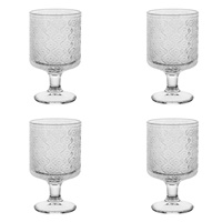 Verres à gobelet vintage romantiques de 4, charmantes tasses en verre décoratives florales en relief vintage ensemble verres à vin de 8 oz