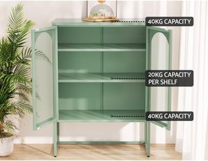 Màu xanh lá cây phòng khách đồ nội thất tự chọn tủ Tủ Lưới Cửa bên trong Kệ góc nhà bếp hiển thị tổ chức gỗ Bảng điều chỉnh phong cách - Product Image 5