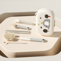 Ensemble de brosses de nettoyage pour biberon et tétine en silicone portable 6 en 1, biberon, gobelet à eau et récipient