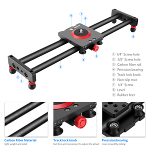 Slider per Fotocamera Neewer in Fibra di Carbonio, 16 <span class=keywords><strong>Pollici</strong></span>/<span class=keywords><strong>40</strong></span> <span class=keywords><strong>Centimetri</strong></span> con 4 Cuscinetti per Telefoni Cellulari Android e iOS - Product Image 2