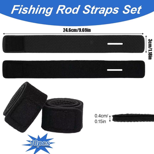 Jsfun 10 chiếc cần câu ba màu màu xanh dương và Đen Màu Đỏ cần câu dây chống trượt cần câu dây đai bọc đàn hồi có thể tái sử dụng - Product Image 2