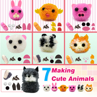Kit artisanal en feutre préféré des enfants, Mini pompon mignon pour animaux de compagnie, Kit d'animaux en fil fait à la main pour garçons et filles