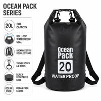 Sac étanche pliable en PVC personnalisé 20L avec fermeture à enroulement et sangle pour le rafting, la natation, la plage et le camping