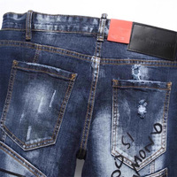 Jeans pour hommes à ourlet retraitable, détails de bordure, coupe décontractée, vente en gros
