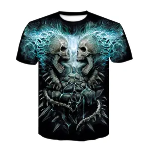 Vintage Men's T-Shirt 3D Hell Skull Summer Classic Casual O Neck Short Sleeve Fashion Loose Oversized Top Gothic Tshirts