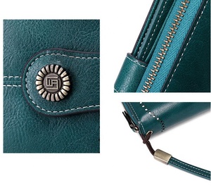 Brocha antirrobo retro para mujer, tres pliegues, <span class=keywords><strong>clip</strong></span> para dinero, tarjetero, Europa, América, RFID - Product Image 4