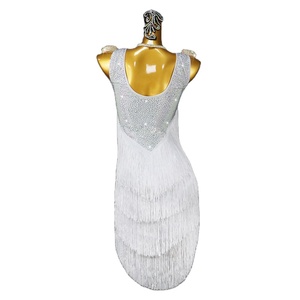 Vestido de Baile Latino con Flecos para Mujer, Color Blanco, Estilo <span class=keywords><strong>Rumba</strong></span>, Diseño Delgado, para Competencia de Baile Profesional, 2026 112 W - Product Image 2