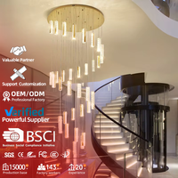Villa hall d'entrée luxe grand lustre LED en cristal lampe vague forme pendentif lumière personnalité pour Villa escalier hôtel