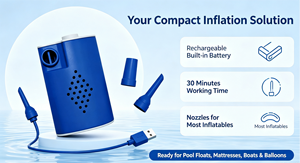 Pompe à air portable mini rechargeable par USB, 30 minutes d'autonomie, pompe à air électrique avec divers embouts - Product Image 5