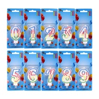 Couleur bord numérique 0-9 anniversaire bougie créatif gâteau Topper pour la fête des enfants fait de la cire de paraffine fête d'anniversaire numérique