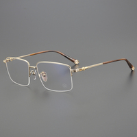 Montura Óptica Rectangular de Titanio, Semi-Sin Montura, de Alta Calidad, Ligera, Cómoda, Unisex, para Lectura, con Diamantes