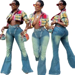 <span class=keywords><strong>Jeans</strong></span> a Zampa d'Elefante Pronti per la Spedizione, Taglie Forti S-2XL, Abbigliamento Autunnale da Boutique per Donne - Product Image 1