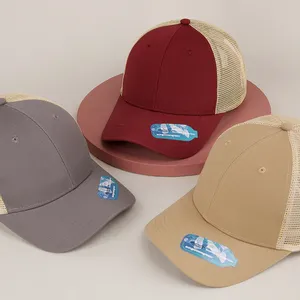 High quality curved brim gorras chapeau sustainable eco RPET fabric blank mesh custom 6 panel trucker hat cap