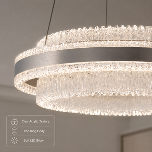 Lustre moderne à anneaux LED dimmable avec télécommande, tricolore, en fer et acrylique, pour salle à manger, salon, usage commercial intérieur - Product Image 3