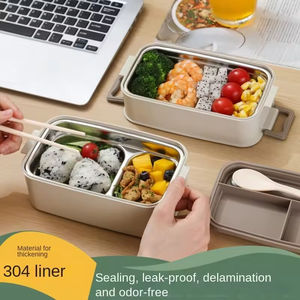 Boîte à lunch isotherme en acier inoxydable 304, design anti-fuite (convient aux employés de bureau et aux étudiants), compatible micro-ondes - Product Image 4