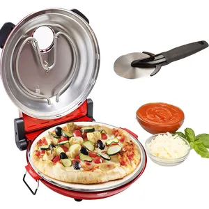 Nouveau produit de 12 pouces, four à cône de Pizza croustillant avec pierre et plat de cuisson antiadhésif, machine à Pizza électrique de 1200W