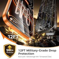 Protection d'écran en verre trempé 9H pour 15 16 17 Pro Max (imperméable, antichoc, résistant aux chutes) bord à bord