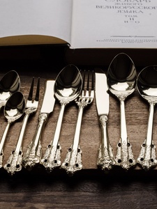 304 набор столовых приборов из нержавеющей стали с тиснением - Product Image 2