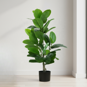 Grand arbre artificiel d'intérieur durable en ficus Leastica vert avec pot en plastique, éco-responsable, décoration de maison et de bureau, toujours vert - Product Image 2