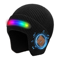 Gorros de Invierno Personalizados al por Mayor para Patinaje, Fiestas al Aire Libre, con Luces LED, Visión Nocturna, Auriculares Inalámbricos, Gorro de Senderismo