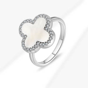 Anello Classico di Moda in Argento Sterling 925 Placcato Oro 14K 18K con Pietra Naturale Turchese e Agata a Forma di Quadrifoglio - Product Image 4