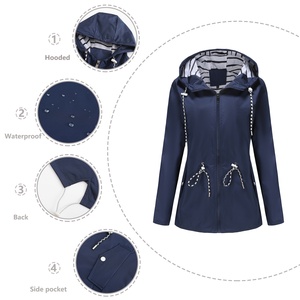 2025 European American Style Women's Large Size Mid-Length Windbreaker <strong>New</strong> <strong>Year</strong> Hooded Raincoat Water-Repellent Outdoor <strong>Jacket</strong>