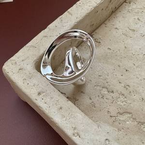 Women's Adjustable S925 Sterling Silver Retro Agate Set Ring Korean Version Niche Design Simple INS Style <b>Beaded</b> <b>Bracelet</b> - Product Image 5