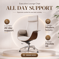 Chaise de bureau de luxe ergonomique à dossier haut, pivotante et réglable en hauteur, de style contemporain, pour dirigeant