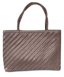 Sac à main fourre-tout à motifs bonbons en cuir véritable tissé pour femmes de qualité supérieure fermeture ouverte et doublure en polyester - Product Image 2