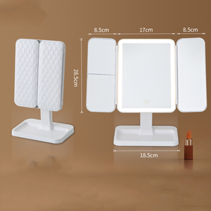 LED Tripod Makeup <b>Mirror</b> White Lighted Vanity <b>Mirror</b> 3 Panel Desktop Skincare Cosmetics <b>Mirror</b> - Product Image 5
