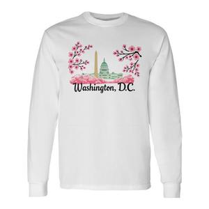 T-shirt a maniche lunghe souvenir con fiori di ciliegio di Washington DC - Product Image 1