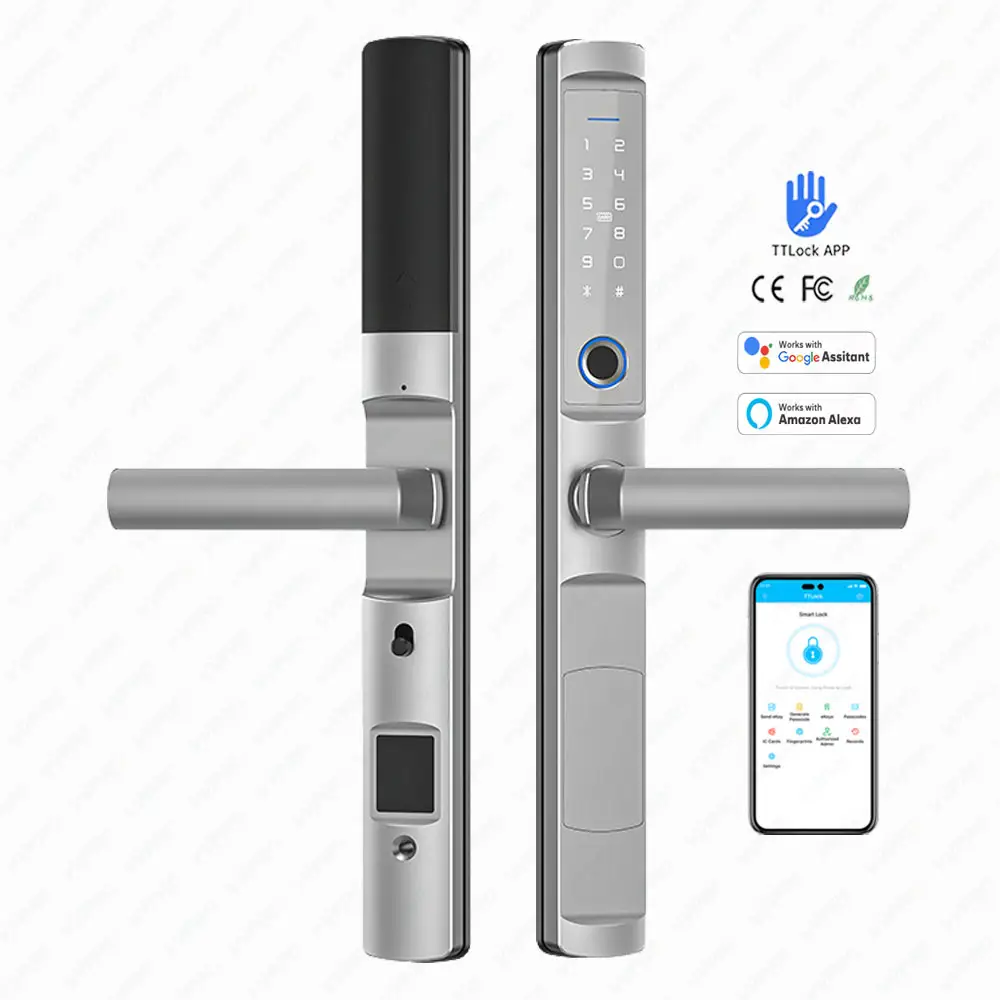 VVPRO New Product Ttlock Tuya Biometric Fingerprint Smart Lock for Aluminum Door