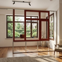 Ventanas Corredizas de Aluminio y Madera Padauk Insonorizadas de Diseño Moderno para Renovación de Apartamentos