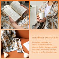 Ensemble de couvertures en tricot bohème, motif géométrique, couverture tissée à franges pour la décoration de la maison, coffret cadeau pour les fêtes
