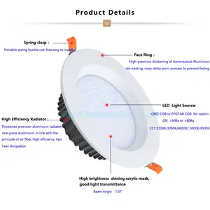 High Quality 7W Small Size Cob Recessed Led Downlight For Indoor