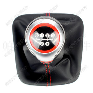 Pomo de palanca de cambios de coche Pareau para Volkswagen Golf 5 6, 5 velocidades, cuero, costuras rojas, diseño ergonómico - Product Image 3