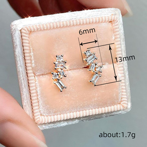 Orecchini Pendenti Geometrici a Quattro Punte con Zirconi, Placcati in Argento, Gioielli Vintage alla Moda per Donne - Product Image 6