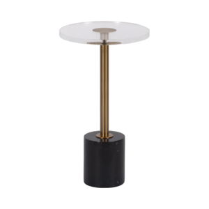 Tavolino Rotondo con Piano in Acrilico e Base in Marmo, Moderno Elemento Decorativo per Casa, Piccolo Comodino di Design - Product Image 2