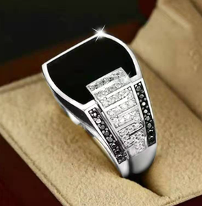 Punk Hommes Anneaux <span class=keywords><strong>Vintage</strong></span> Rectangulaire Géométrie Anneaux Glisten Diamant Anneaux Pour Hommes - Product Image 2