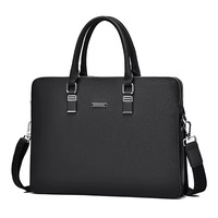 Haute qualité unisexe en cuir PU pochette d'ordinateur grande capacité Double fermeture éclair Style affaires Messenger mallette pour hommes et femmes