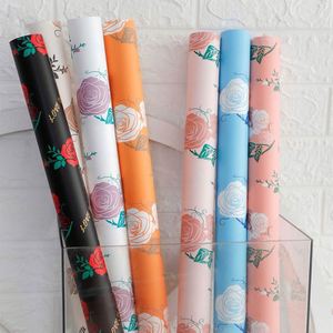 Papier cadeau écologique mat à motifs floraux pour mariages, Saint-Valentin, fête des mères, imperméable, épais, motif rose, emballage cadeau - Product Image 1