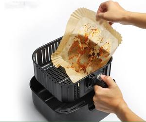 Revestimiento de papel desechable para freidora de aire, 125 Uds., papel pergamino cuadrado, revestimiento de cesta antiadherente para freidora de aire para horno microondas de vapor - Product Image 3