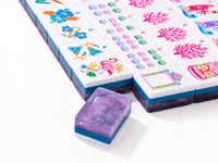 Set Ubin Mahjong Akrilik Tropis Hawaii Mewah dengan Rak, Kustom OEM Grosir, Permainan Papan Hadiah