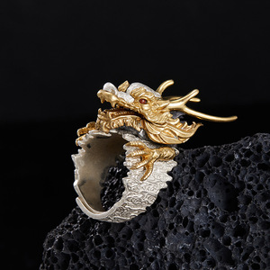 Neue Nischen-Design-Ringe, Halsketten, dominierende Persönlichkeit für Männer und Frauen, Fingerringe für lebende Drachen klauen im Hip-Hop-Stil - Product Image 3
