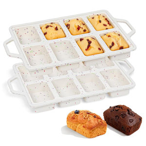 Moule à pâtisserie rectangulaire 8 cavités MUYULINS Factory, qualité platine LFGB, antiadhésif, sans BPA, en silicone, pour gâteaux et muffins. - Product Image 1
