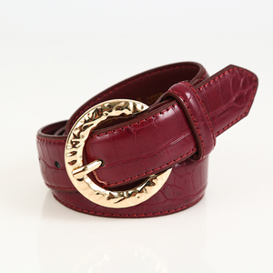 Cintos Casuais Elegantes e Confortáveis de Couro PU com Fivela Redonda de Liga para Mulheres, Acessório de Moda Popular por Atacado - Product Image 3