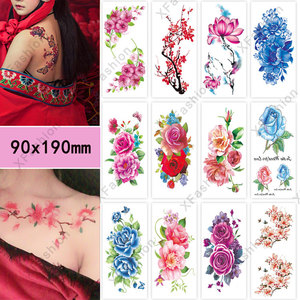 Venta al por mayor flor de verano <span class=keywords><strong>flores</strong></span> temporales a prueba de agua tatuajes falsos pegatinas colorido arte corporal tatuajes temporales para mujeres niñas - Product Image 6