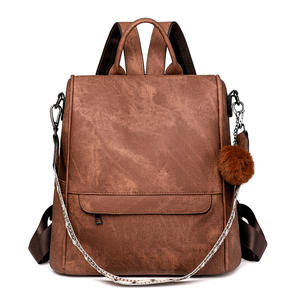 Sac à dos de voyage personnalisé tendance en PU matelassé multi-poches de couleur unie sac à dos pour ordinateur portable sac à dos scolaire pour femmes - Product Image 3