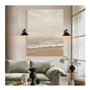 Hand Painted Oil <b>Painting</b> Coastal Landscape Abstract Art Wall Decor <b>For</b> Living Room Entryway Dining Room Frameless 100% Handmade - Product Image 4