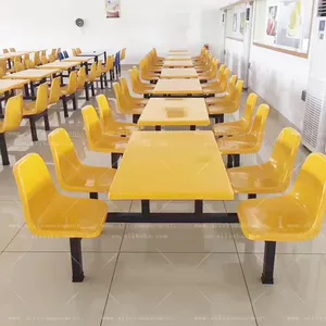 La mesa de comedor FRP para seis se puede utilizar en la cantina escolar y el juego de mesa de comedor del restaurante para 6